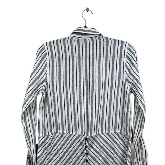 Lucky Brand‎ Womens Shirt Button Up Hi Low Hem Chambray Back Grey White Size S/P - Picture 5 of 5